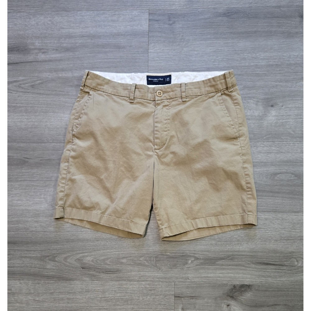 Abercrombie & Fitch Shorts 33 Chino Modern Khaki Tan Stretch Cotton Blend